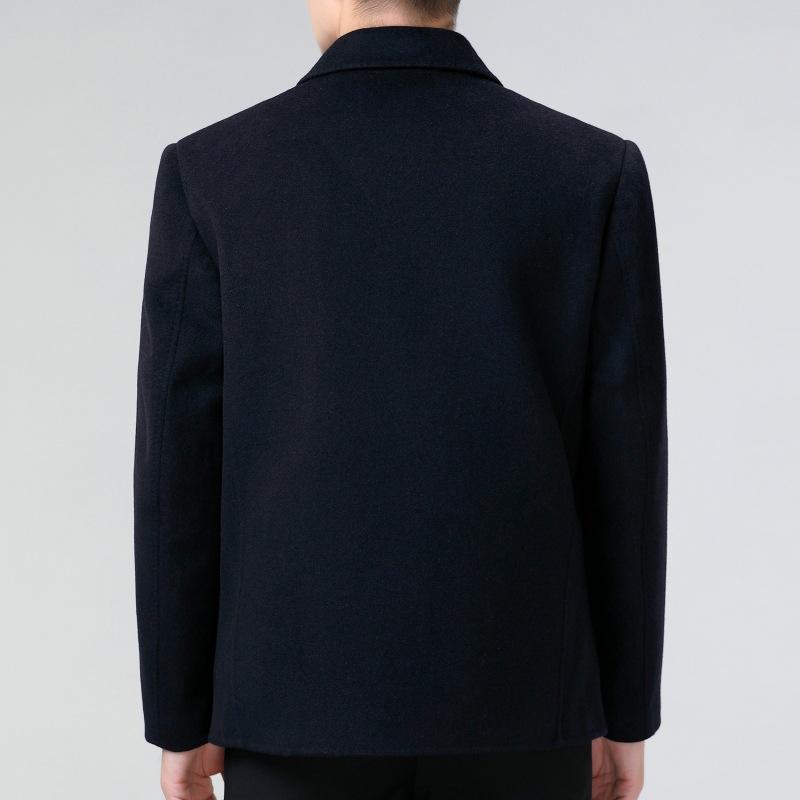 Giacca da uomo in cashmere di alta gamma autunno e inverno cappotto di lana con revers da lavoro giacca imbottita per papà di mezza età