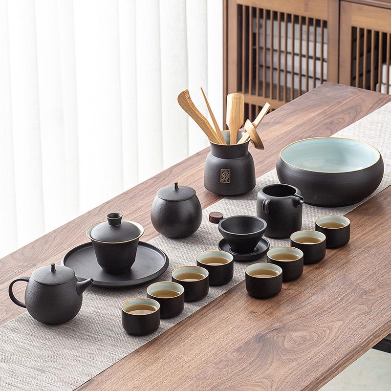 Complete set of ceramic Kung Fu tea sets, large set for home use, gifts for people, leaders, business, cultural and creative high-end gifts