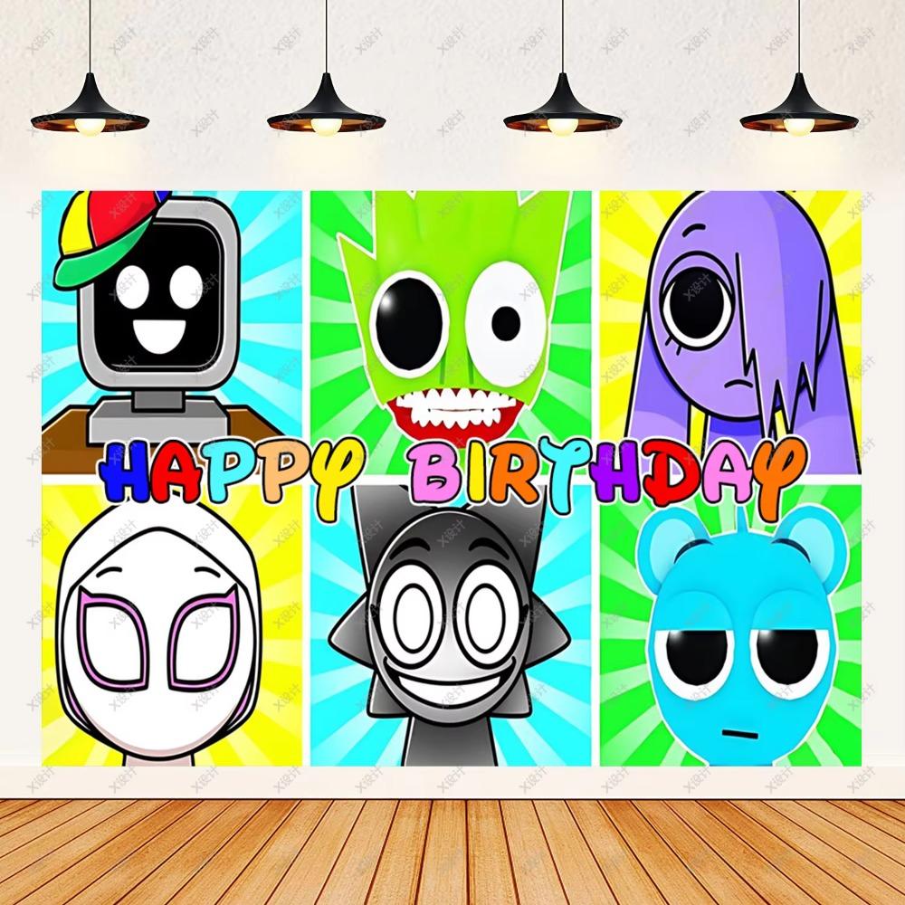 Hot Game-Incredibox Sprunki Kids Birthday Party Balloon Banner Background Cake Topper Decoration Baby Boy Party Supplies Gifts