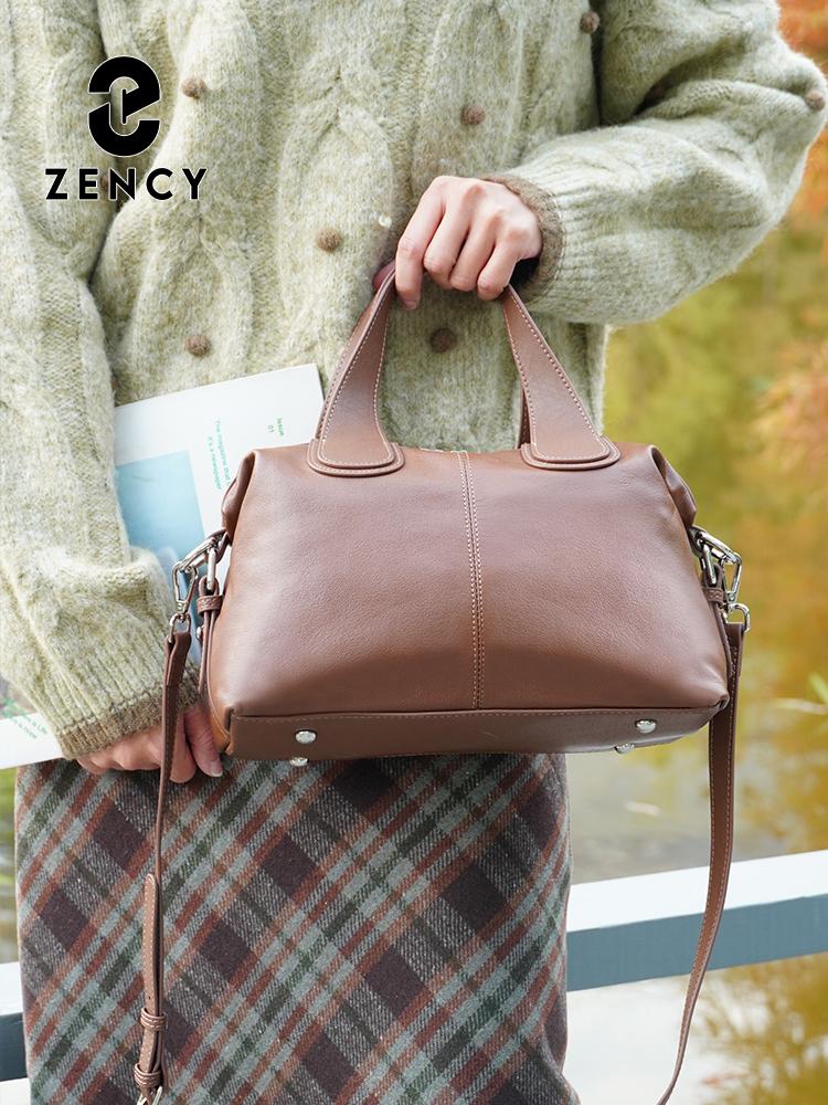 Geantă de damă cu mâner superior din piele naturală Zency Boston Bag