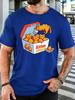 Unisexs Royal Blue Crew Neck Tee Kitten Nuggets Fast Food Box Graphic Print Loose Summer Street Casual Daily Basic Short Sleeve Top