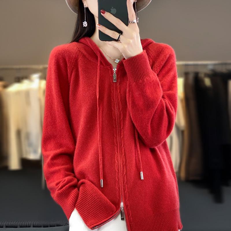 Women's 100% Wool Hooded Zip-Up Cardigan Sweater – 25th Anniversary Edition
