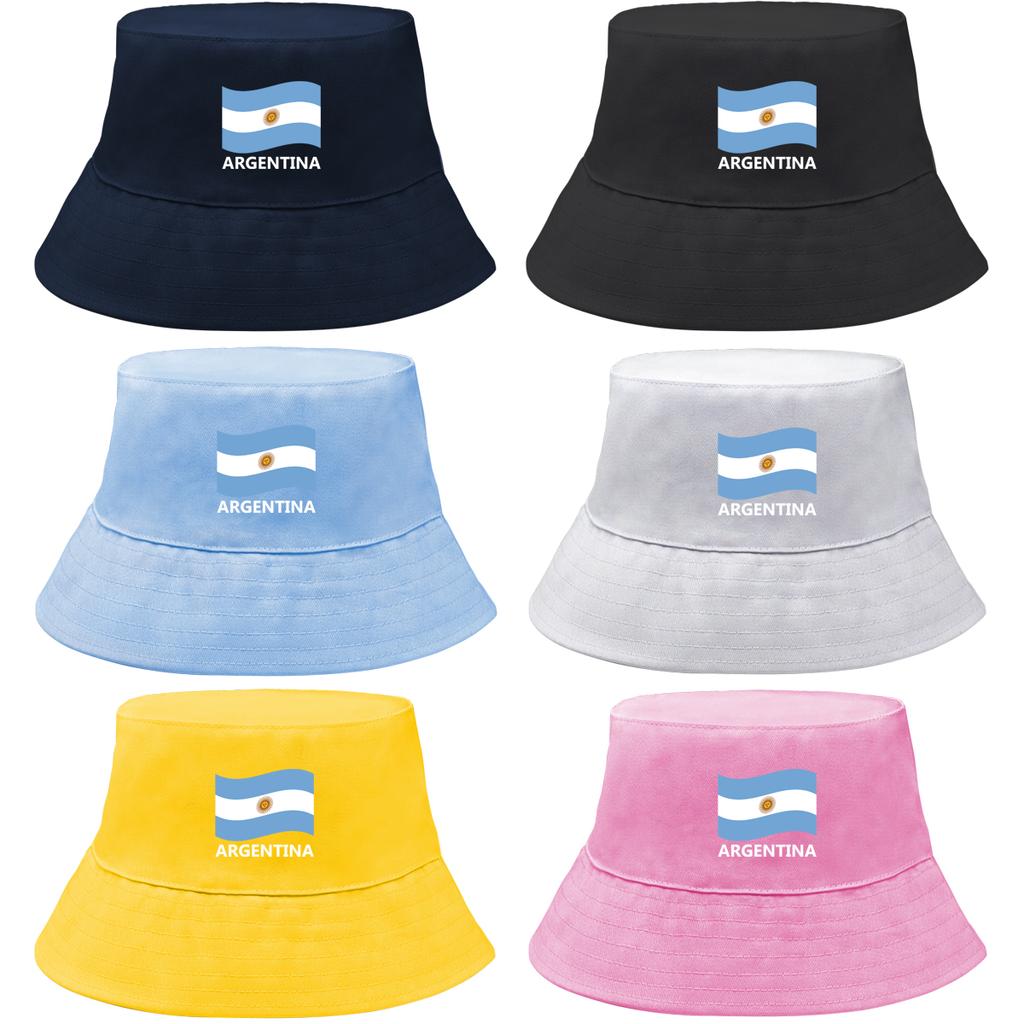 Argentina Flag Print Bucket Hat Solid Color Unisex Sun Hat Lightweight Hat For Man Cuff Bucket Hats Ideal Choice For Golf Summer