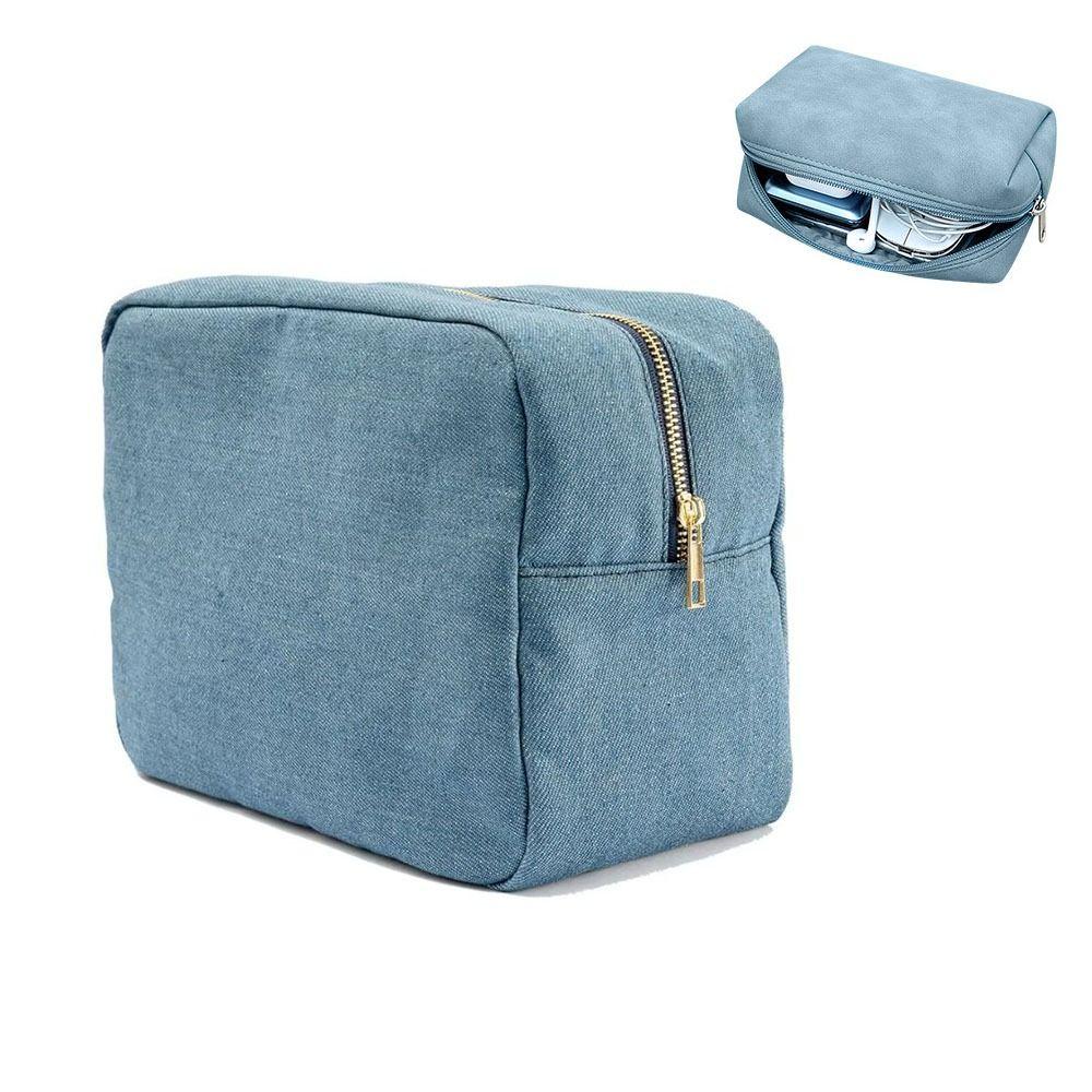 4 Sizes Blue Denim Cosmetic Pouch Vintage Jean Toiletry Case Beauty Box Travel Storage Bag  Outdoor