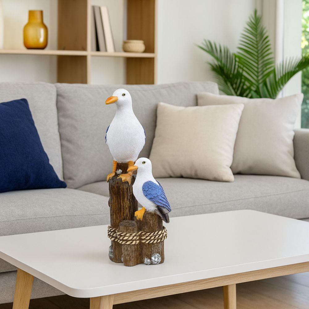 Waterproof Resin Seagull Figurine Handmade Small Sea Bird Statue  Children's Room