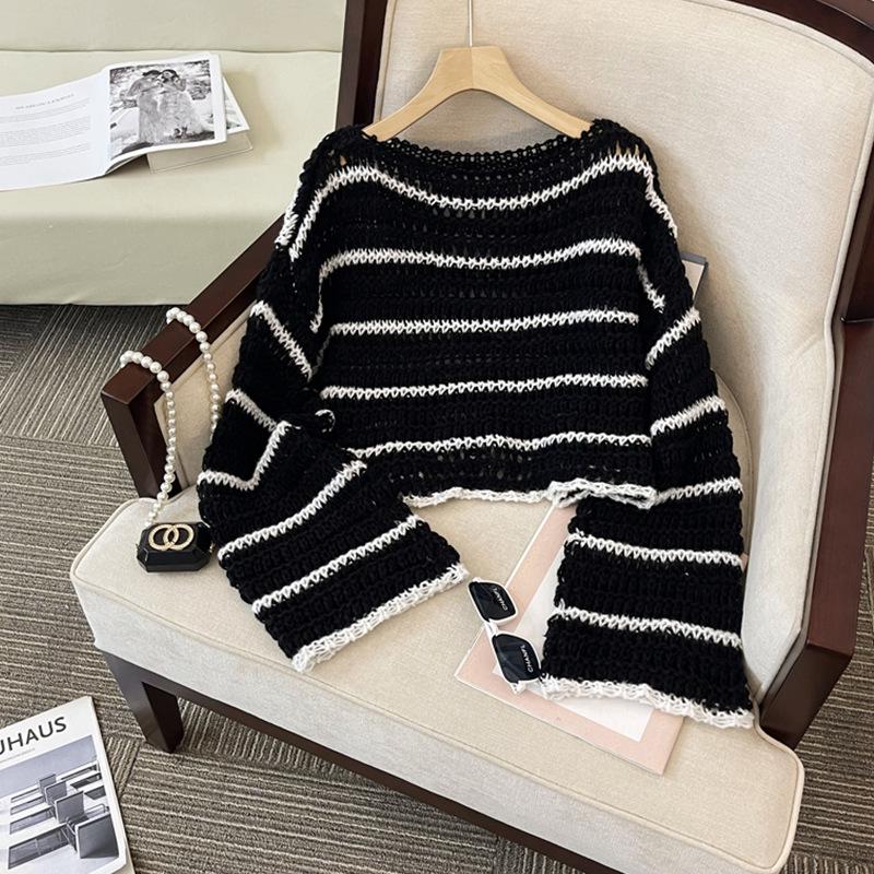 Korean Style Striped Knit Sweater for Women - Spring/Autumn Design
