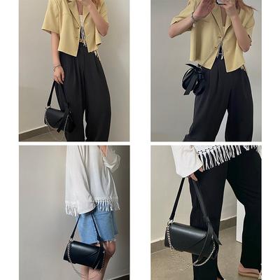 Niche Design Black Trend Chain Bag 2025 New Versatile Fashion Foreign Style Portable Shoulder Bag Messenger Bag Tide