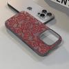 Red Lace Mesh Design Soft Phone Case For IPhone 17 16 15 14 13 12 11 Pro Max 7 8 XR XS Transparent Silicone Soft Cover Case