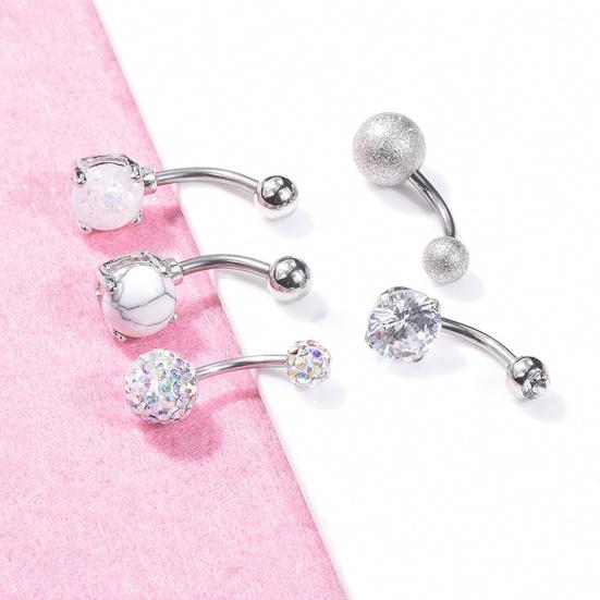 5Pcs/Set Navel Ring Short Anti-allergy Comfortable Zircon Belly Navel Piercing for Party