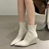 Automne Hiver Vintage Talon Compensé Bottines Cheville Femme Mode Bout Pointu Chaussures Femme Fête Stripper Bottines Courtes Zapatos De Muje