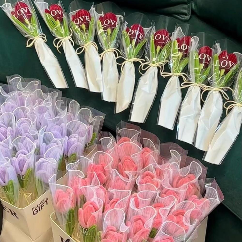 Tulip Twisting Rod Handmade Friendship Sweet Flower Bouquet Teachers' Day Graduation Gifts Artificial Tulip Flower Couple