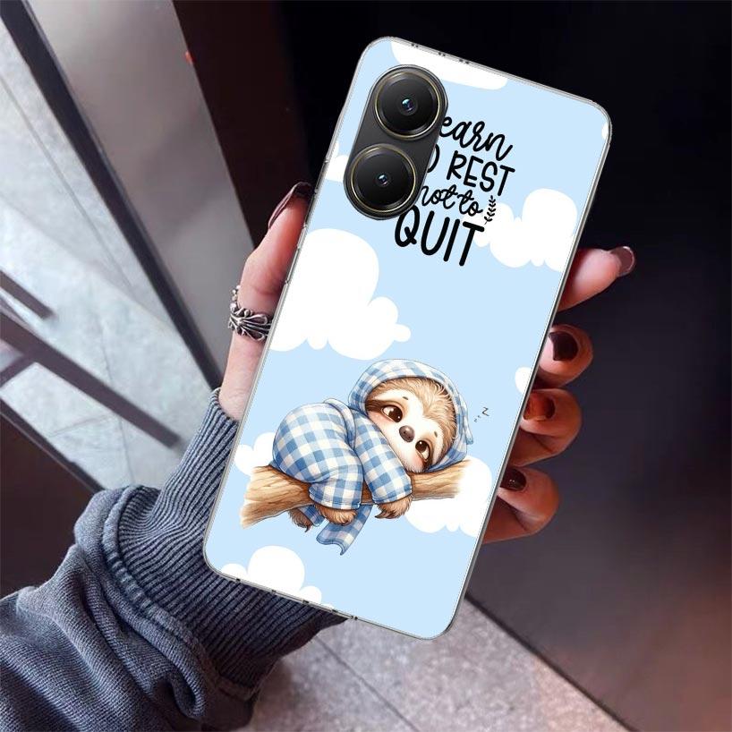 Animal Cute Cartoon Sloth Coffee Phone Case For Xiaomi Poco X7 X6 X5 Pro F7 Ultra Redmi 15C 15 13 13C 12 12C 10 10A 10C 9 9A 9C
