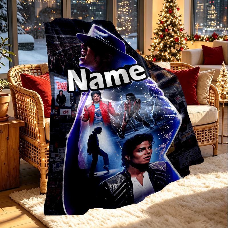 Personalisierte Michael Jackson Druckdecke mit individuellem Namen, Heimdekoration, Schlafzimmer, Sofa, Camping, Couch, Geschenke für Geburtstag WeihnachtenEnthusiasten