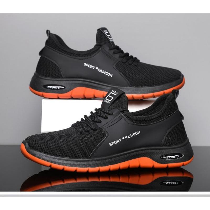 Men New Spring Summer Breathable Fly Knit Sports Casual Shoes, Thin Wear-resistant Safety Protective Work Shoes, Cross-border Footwear