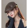 Hut Damen 2026 Neuer Modetrend Leder Hongkong-Stil Großer Kopfumfang Vorwärtskappe Retro Baskenmütze Zeigt Kleines Gesicht