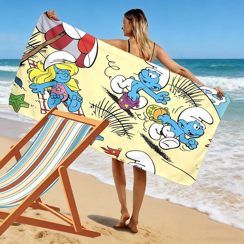 The Smurfs Print Beach Towel, Large Soft Quick Dry Towel for Beach Camping Swimming