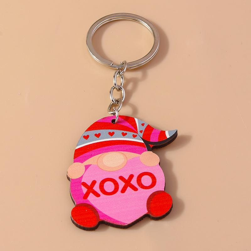 Romantic Wood Keychain Charms Love Heart Lip Keyrings Pendants for Women Girls Handbag Decor DIY Valentine's Day Key Chain Gifts