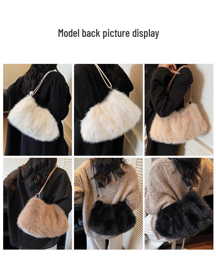 Women's Large Capacity Plush Shoulder Bag - Furry Handbag for Autumn/Winter