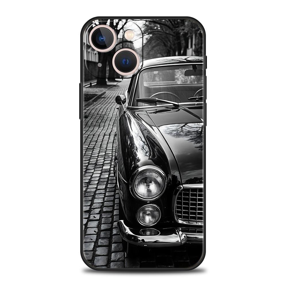 Black White Car Phone Case For iPhone 17 Air 16 Plus 13 15 14 12 11 Pro MAX 7 8 SE Soft TPU Shockproof Cover Funda