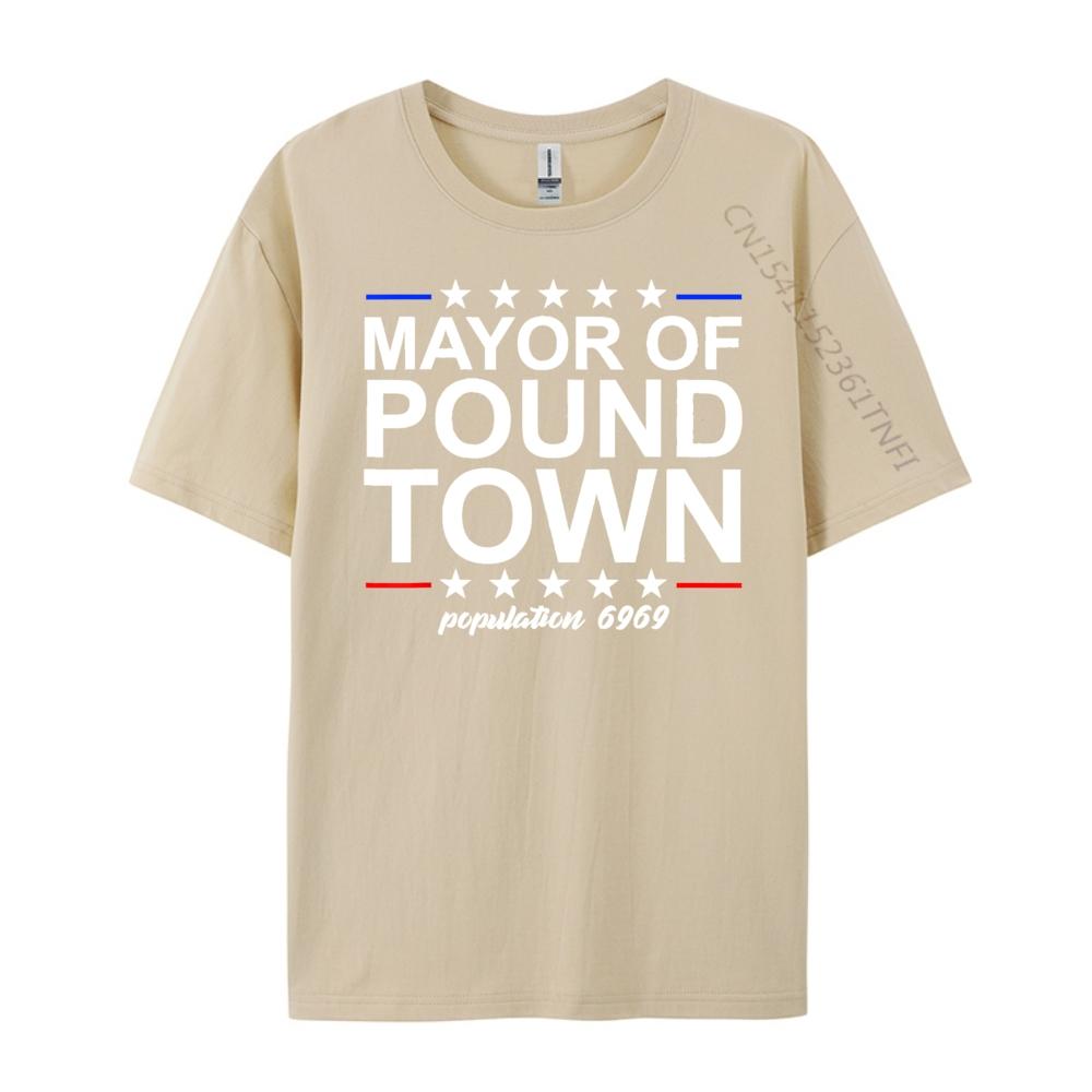 Mayor Of Pound Town Funny Adult Humor Pound Town Streetwear Men Moderate elasticity Graphic T Shirts Printing