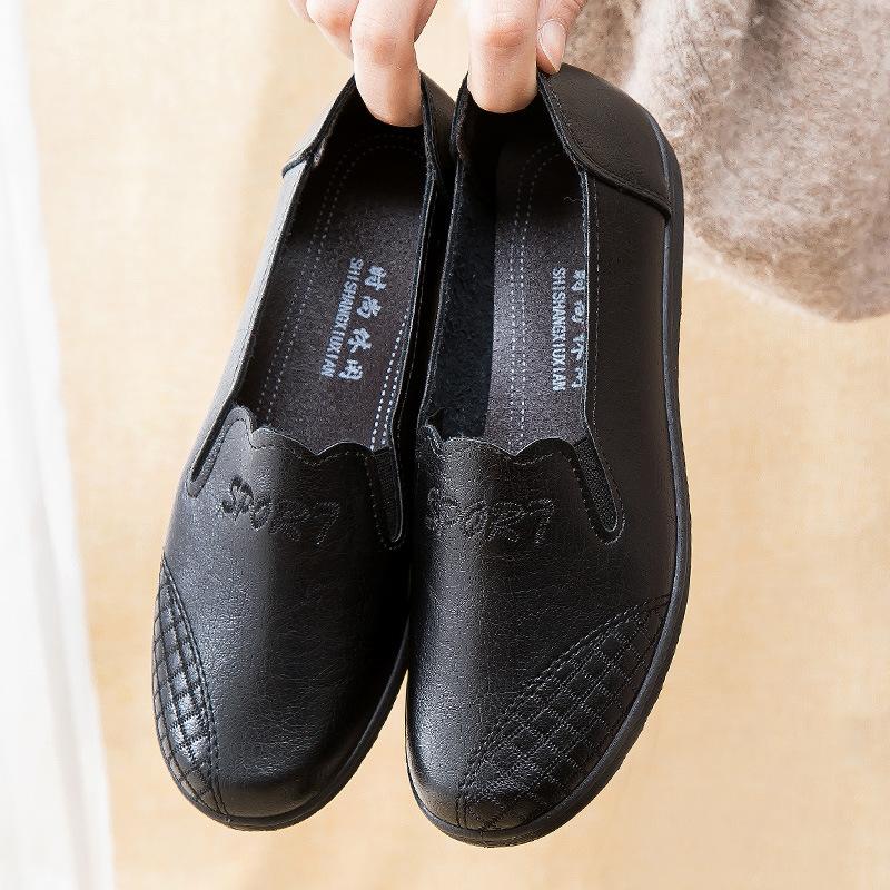 

Новая весенняя обувь, одинарная обувь, дышащая, для среднего и пожилого возраста, рабочая кожаная обувь, на одной педали, женская обувь для среднего возраста 41 чёрный