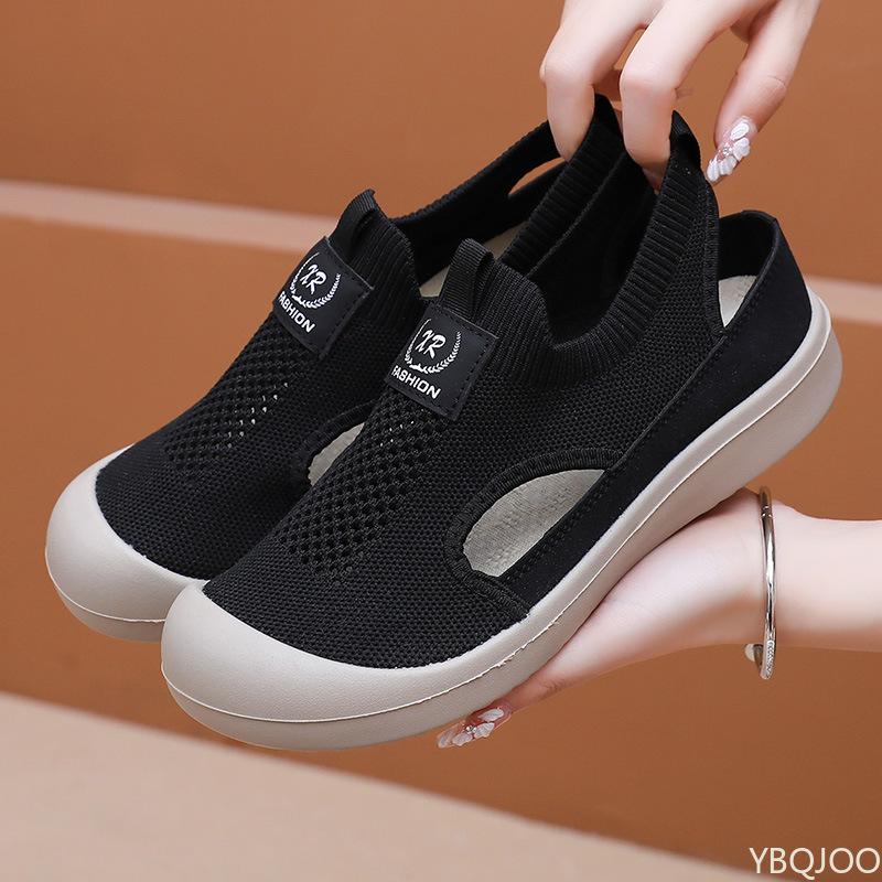 Women Fashion versatile Sandals New Summer Casual Simple Solid Color hollow out flats Lightweight breathable soft-soled shoes
