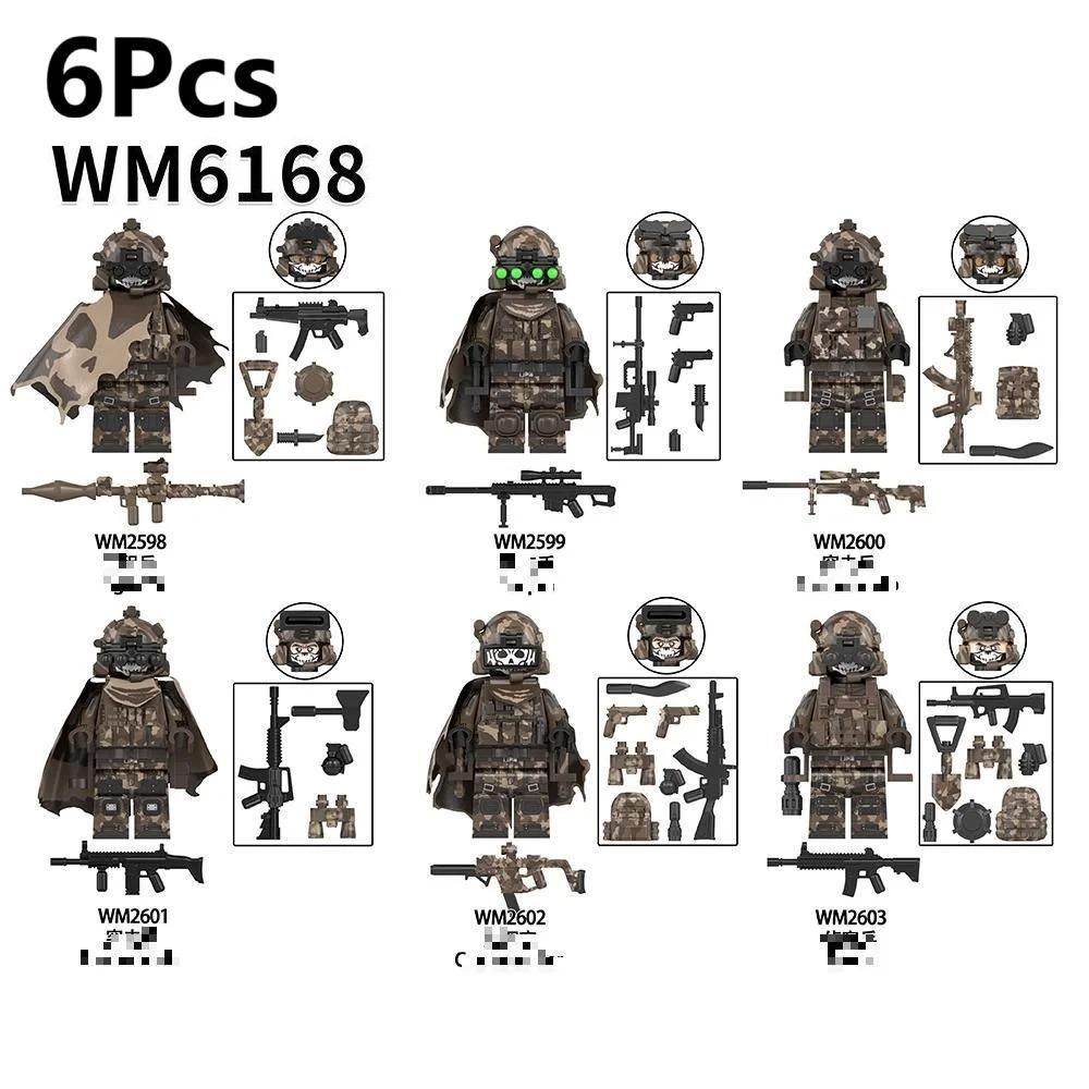 WM6147 WM6168 WM6169 Militaire Serie SWAT Special Forces Bouwsteen Commando Soldaat Stad Politie Pet Mini Actiefiguur Speelgoed