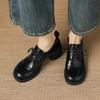 Krazing Pot Microfiber Round Toe Thick Med Heels Spring Summer Shoes Big Size 43 Size 33 Women Lace Up Platform Pumps