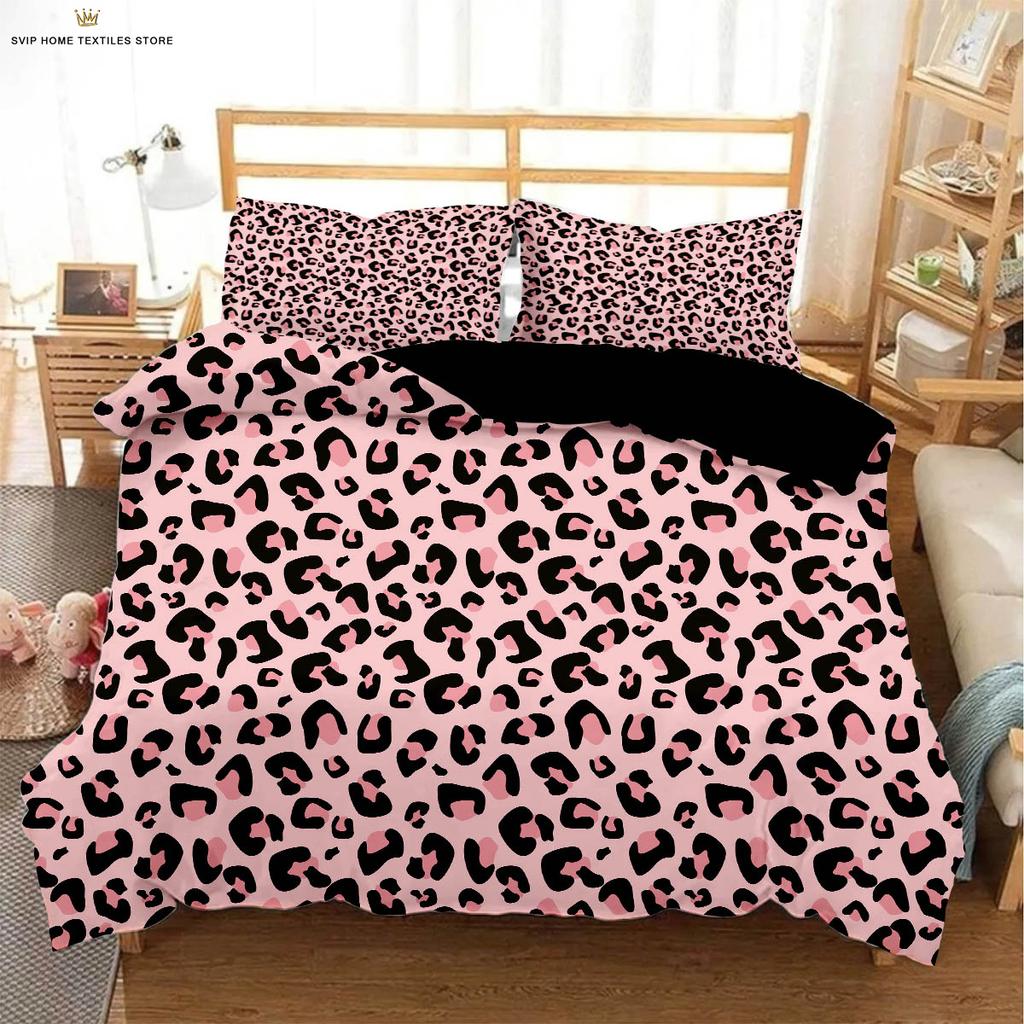 Black And White Leopard Animal Fur Texture 3D Printed Quilt Cover 100% Polyester Bedding Set Duvet Cover Pillowcase 3 Pieces