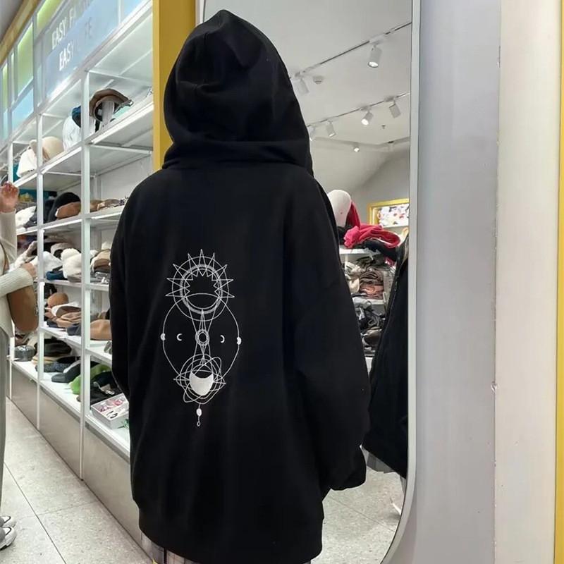 Women’s Casual Hoodie with Geometric Print Long Sleeve Pullover Relaxed Fit Drawstring Hood Comfortable Sweatshirt
