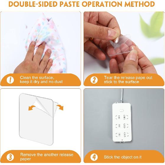 Eersida 60 Pieces Double Sided Sticky Tape Clear Mounting Square Tape Self Adhesive Gel Mounting Pads Waterproof Removable Sticky Gel Transparent for