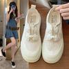 Fashion 2024 Summer Tennis Women's Breathable Thin Style New  Little White with Skirt Thick Sole Lace Canvas Shoes  Sneakers