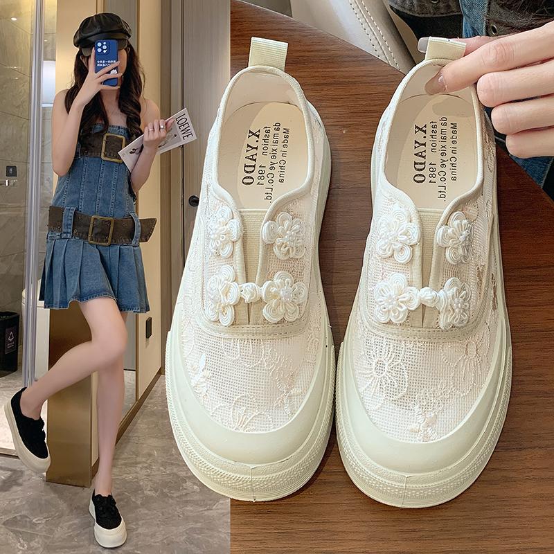 Fashion 2024 Summer Tennis Women's Breathable Thin Style New  Little White with Skirt Thick Sole Lace Canvas Shoes  Sneakers