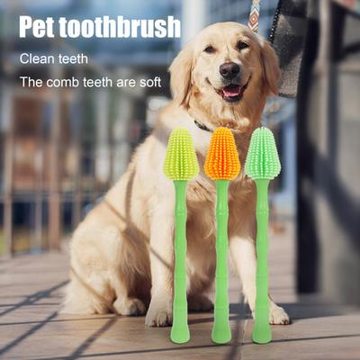Brosse à Dents pour Animaux de Compagnie Brosse à Dents pour Animaux de Compagnie à 360 Degrés pour Petits Grands Chiens et Chats Forme Bambou Brosse Douce de Nettoyage des Dents pour Soins Dentaires