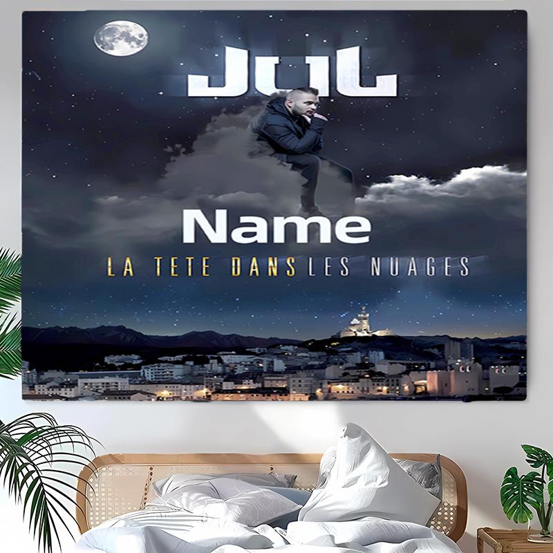 Personalized Jul rapper Background Tapestry,Custom Name Birthday Party,Multifunctional Wall Decoration for Home Decor,Various Occasions