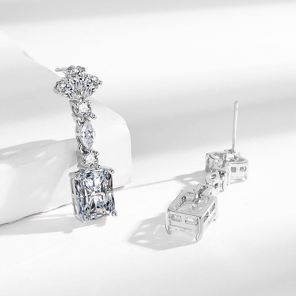 Heavy Industry Luxury Noble Square Tassel Earrings Feminine Style New Earrings Exaggerated Zircon Stage Earrings