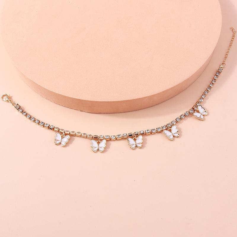 Cute Butterfly Pendant Anklet for Women Girls Rhinestones Chain Ankle Bracelet Foot Jewelry Gift