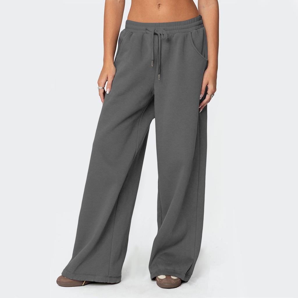 Pantaloni della tuta da donna a gamba dritta colorati a vita alta a gamba larga