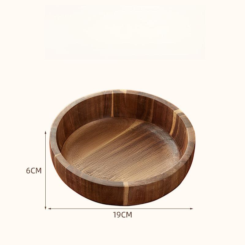 Wooden Salad Bowl Set Acacia Fruit Dish Ice Cream Dry Food Mixing Bowl Kitchenware