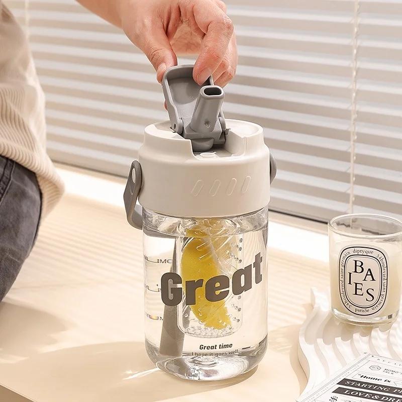 1Pcs 600ml Large Capacity Straw Water Cup Sports Water Bottle High Value Outdoor Camping Drinking Tools Kawaii Summer Water Cup