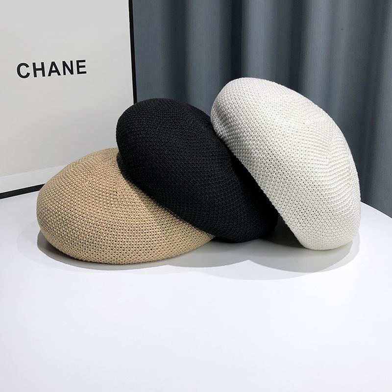 New Summer Breathable Beret Women'S Thin Hat Solid Color Korean Versatile Japanese Face Showing Little Painter Hat