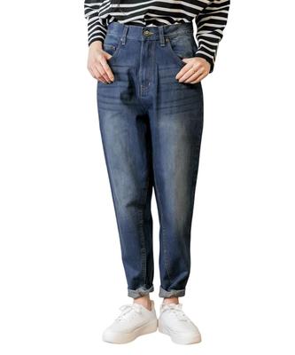 atONE Loose Fit Denim Sarouel Plus Size Size Navy Women's Pants, 100% Cotton, Denim, 4L,