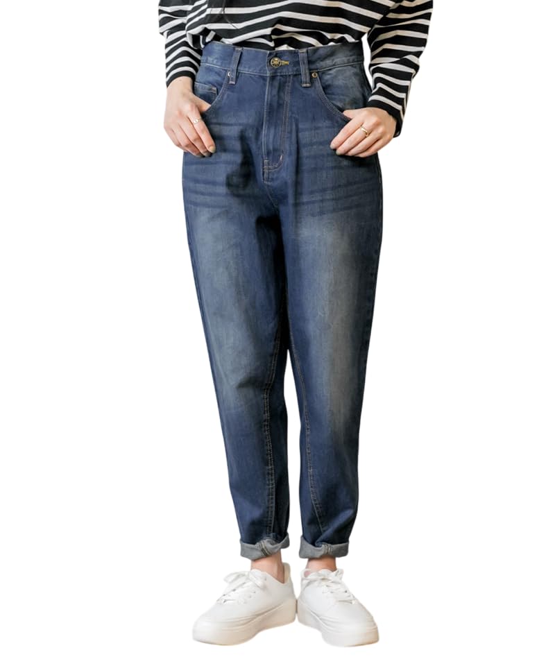 atONE Loose Fit Denim Sarouel Plus Size Size Navy Women s Pants, 100% Cotton, Denim, 4L,