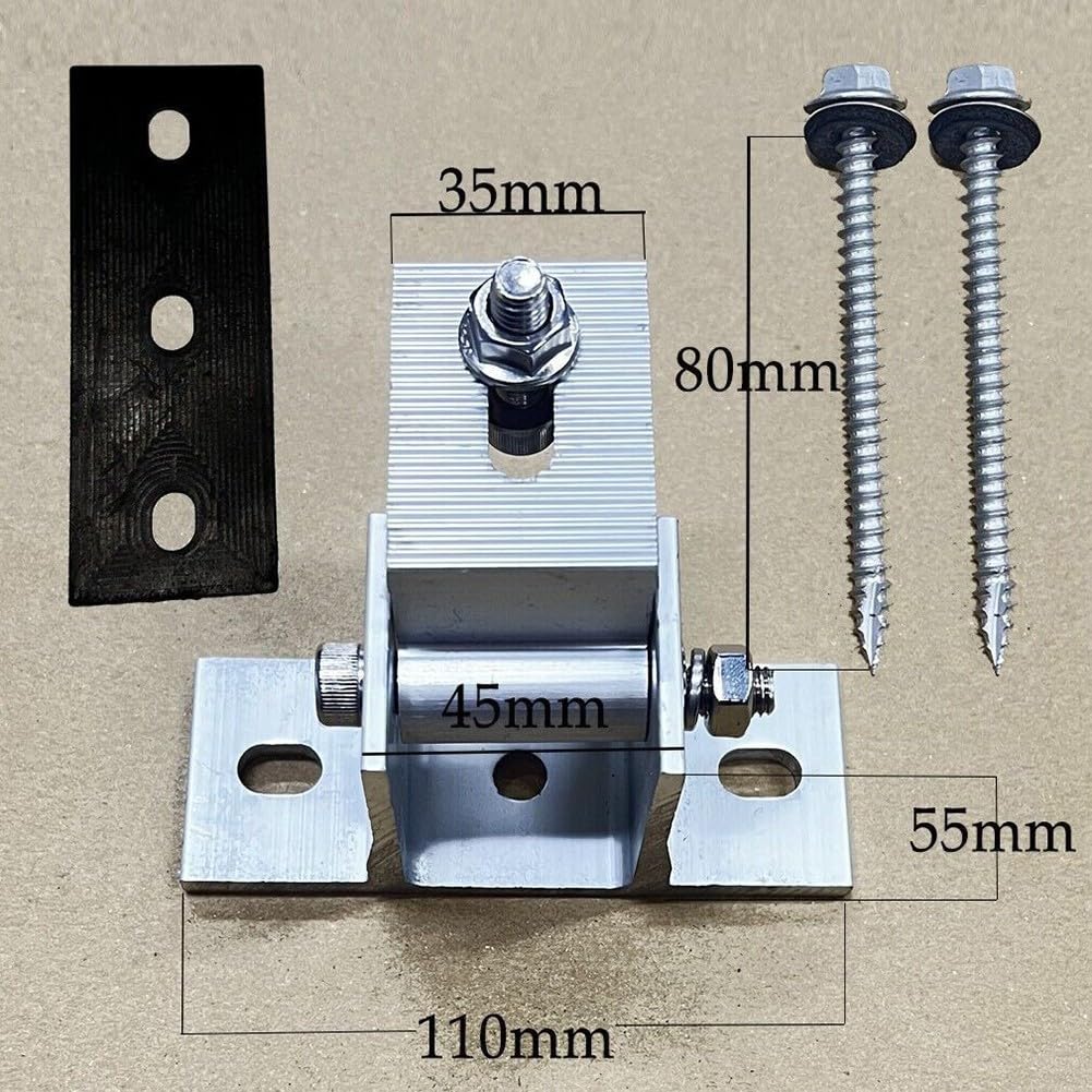 Aluminum Alloy Solar Panel Mount Bracket Adjustable Rotatable Elevation Angle Wind Resistant Low Pressure Flexible Roof Mounting