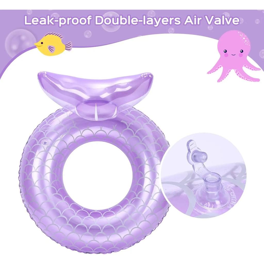 Inflatable Swim Ring, Cute Mermaid Dinosaur Unicorn Mouse Swimming Pool Floats Tube Raft, Water Bathtub Beach Party Toys