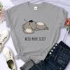Need More Sleep Cartoons Bear Women T-Shirt Street All-math Tops Fashion Hip Hop Casual Clothing Personality Female Short Sleeve