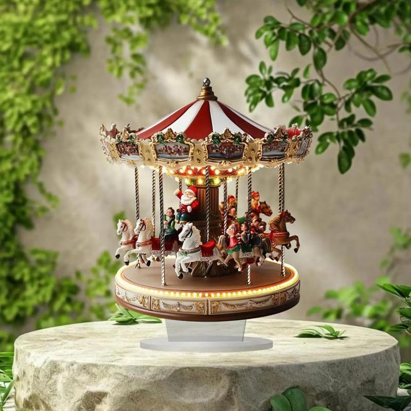 2D Flat Vintage Holiday Acrylic Carousel Shape Desktop Decoration, Home Decor Plaque Hanging Wall Art Decorative Garden Decoration for Room Door Signs