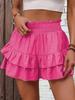 Women High Waist Smocked Ruffle Skort Layered Tiered Casual Summer Wide Leg Shorts Skirt