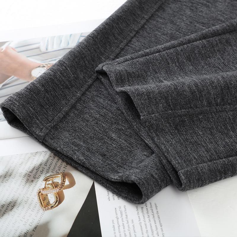 Women's Gray Woolen High-Waist Scimitar Pants - 2024 Autumn/Winter Collection