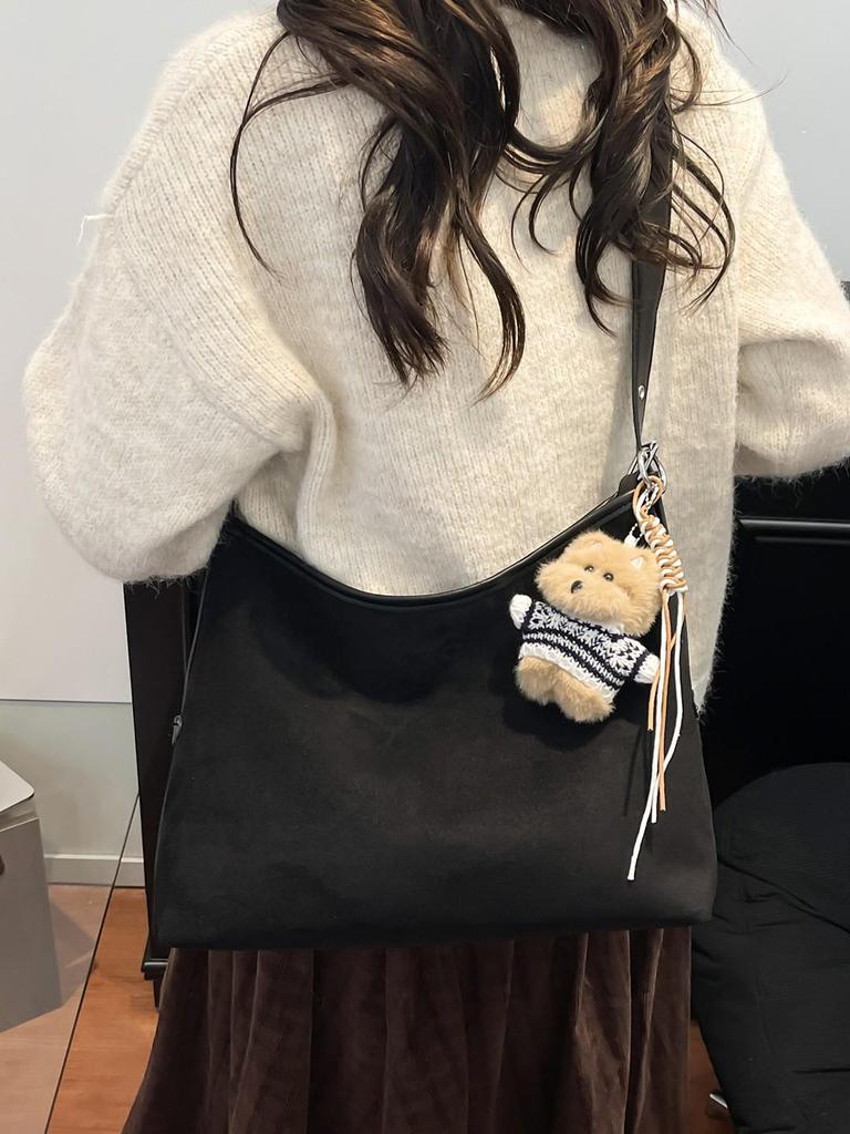 Women's Frosted Suede Retro Tote: Winter Underarm Shoulder Bag with New Textured, Simple Fashion Design